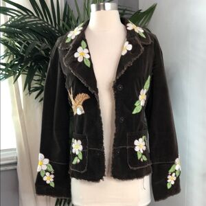 Johnny was joystick Floral Embroidered Brown Jacket